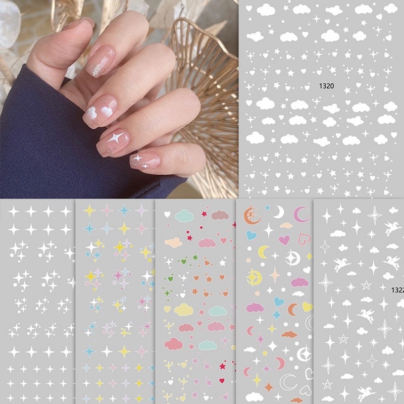 1 Sheet Pack Nail Foils / Dreamy Cloud Twinkling Star Paper Nails Stickers  / Nail Adhesive Tape / Water Transfer Nail Decal / Manicure Art Decorations  / Nail Makeup Tools | Shopee Singapore