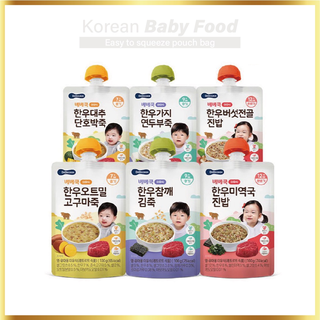 [BEBECOOK] Korean Baby Food Porridge & Beef Rice 6Flavor Shopee Singapore