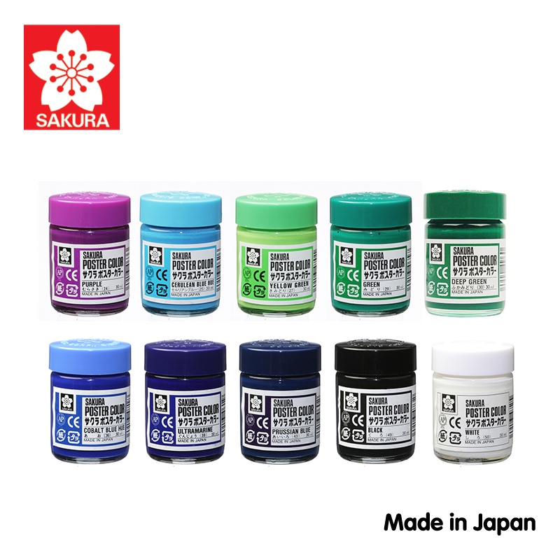 SAKURA POSTER COLOR PAINT, 30cc Bottle, SEMI-PRO, Assorted Colors ...