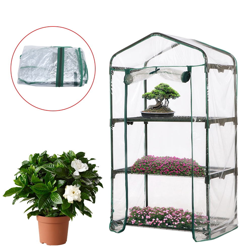 Litgrow 3-Tier 4 Shelf Mini Walk-in Garden Greenhouse with Transparent Cover 