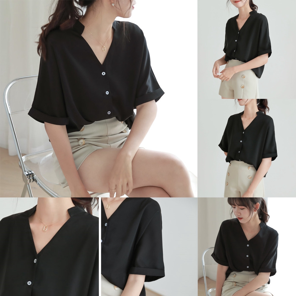 ladies black chiffon tops