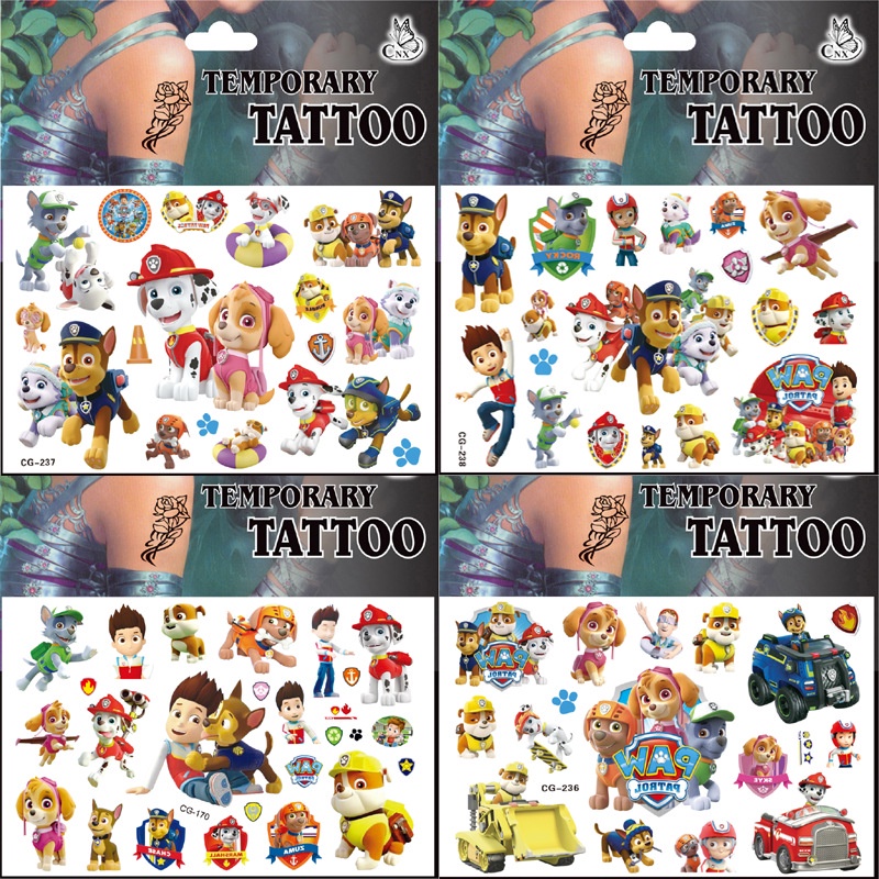 Paw Patrol Tattoo Sticker Personality Environmentally Waterproof