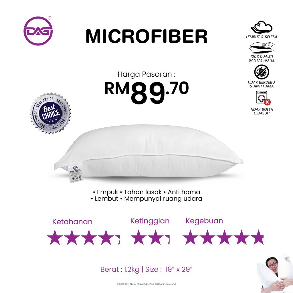 Promotion Microfiber Hotel Pillow Dag Das Abdul Global Shopee Singapore
