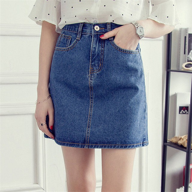 Korean Style Womens Stretch Denim Skirt 