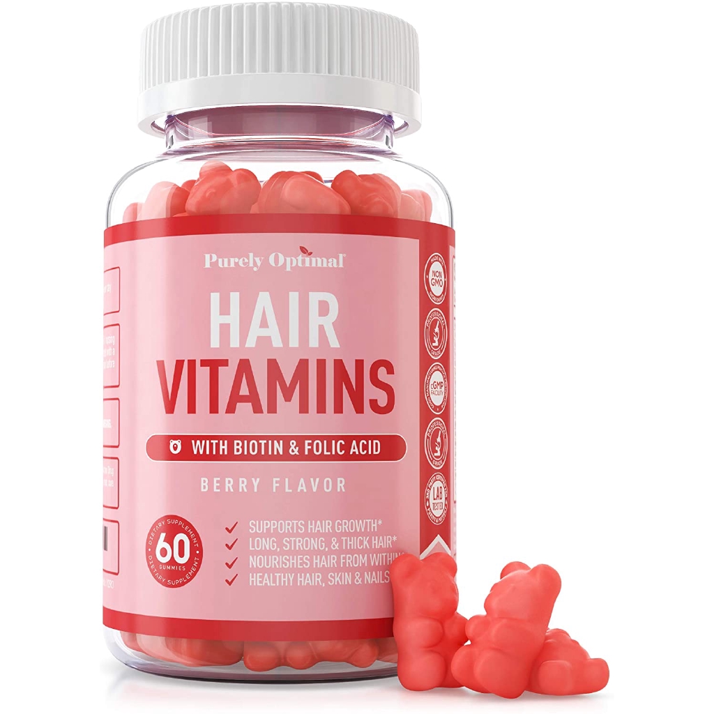 Premium Hair Vitamins Supplement - 60 Gummy Vitamins w/ Biotin, Folic Acid,  Vitamins A & D - Supports Faster Hair Growth and Promotes Healthy Hair,  Skin, and Nails - Non-GMO Berry Flavored | Shopee Singapore