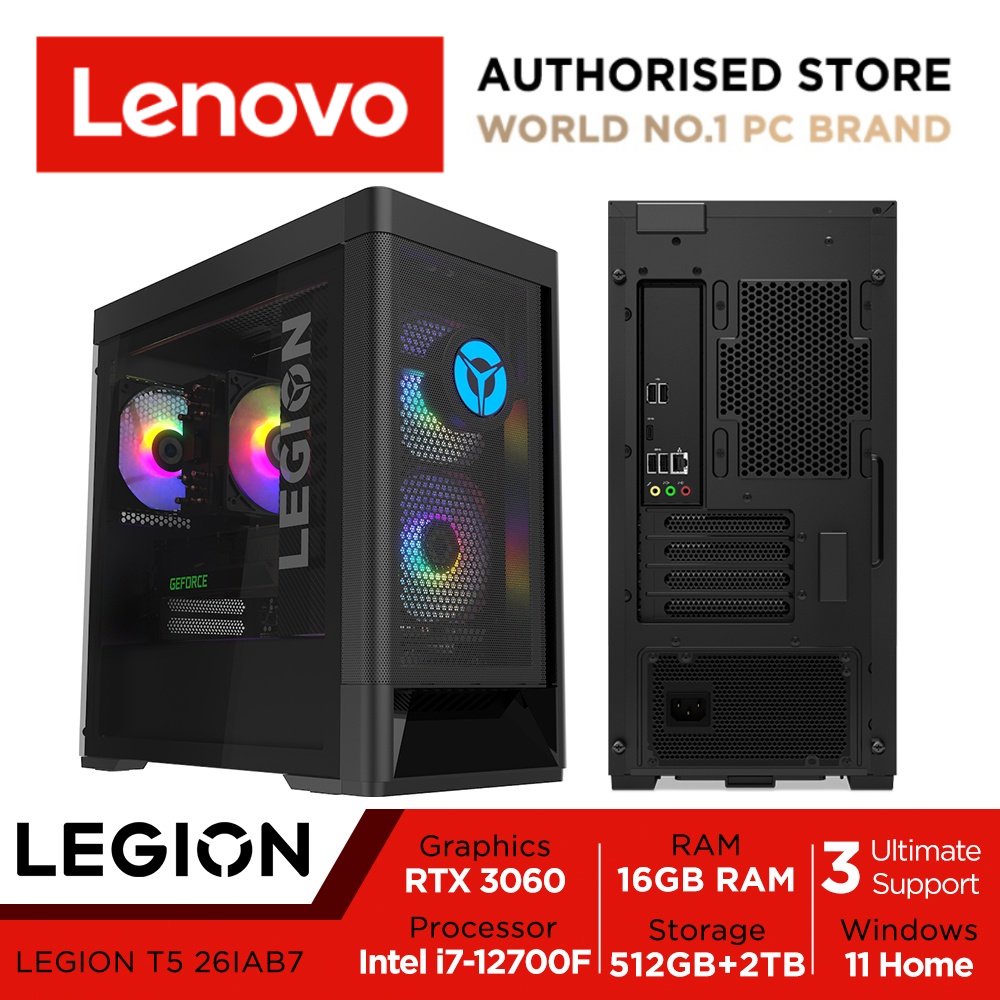 Rtx3060 Lenovo Legion T5 26iab7 90sv005lst Rtx3060 I7 12700f 16gb Ram 512gb Ssd2tb 4050