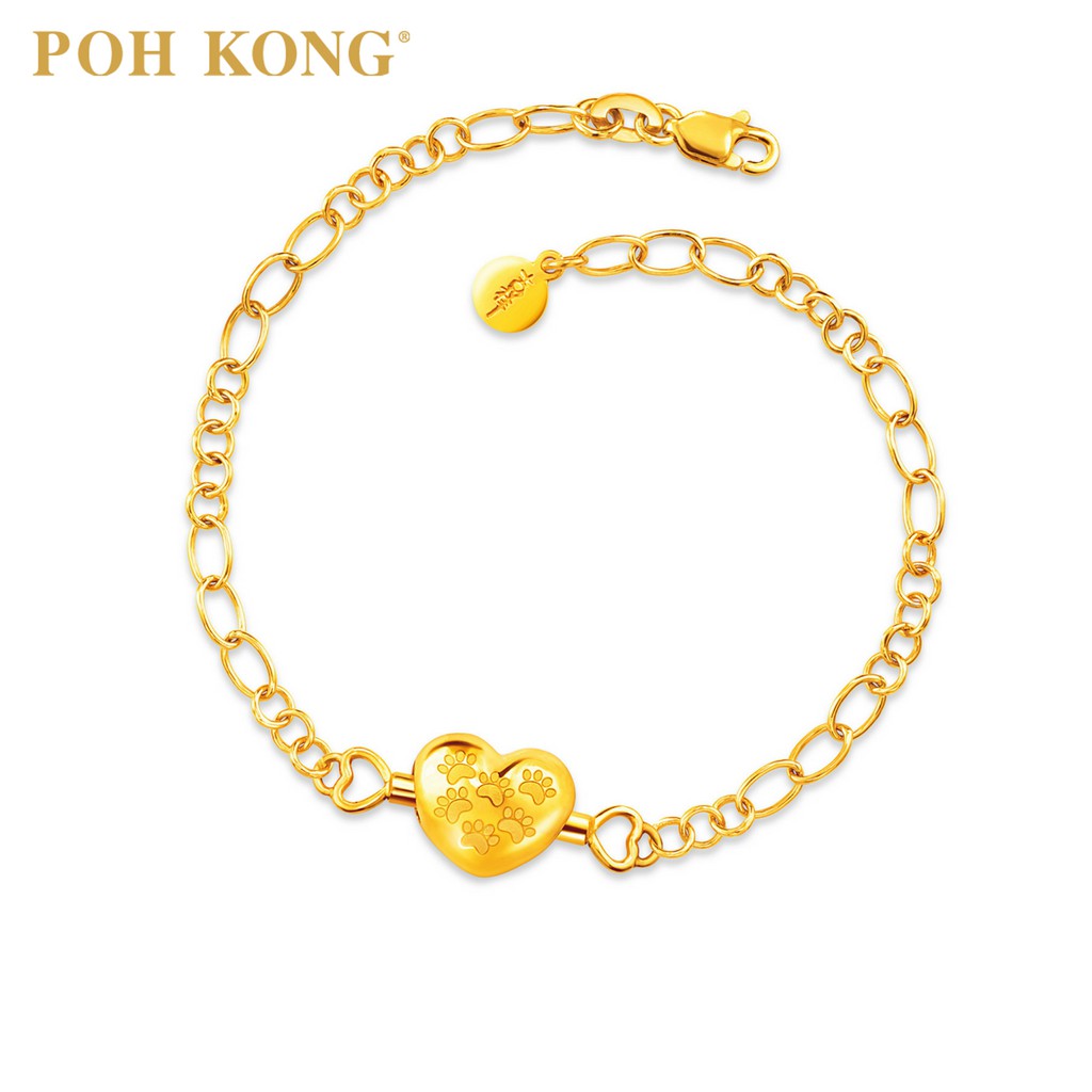 Poh Kong Auspicious 916 22k Gold Heart Of Joy Bracelet Shopee Singapore