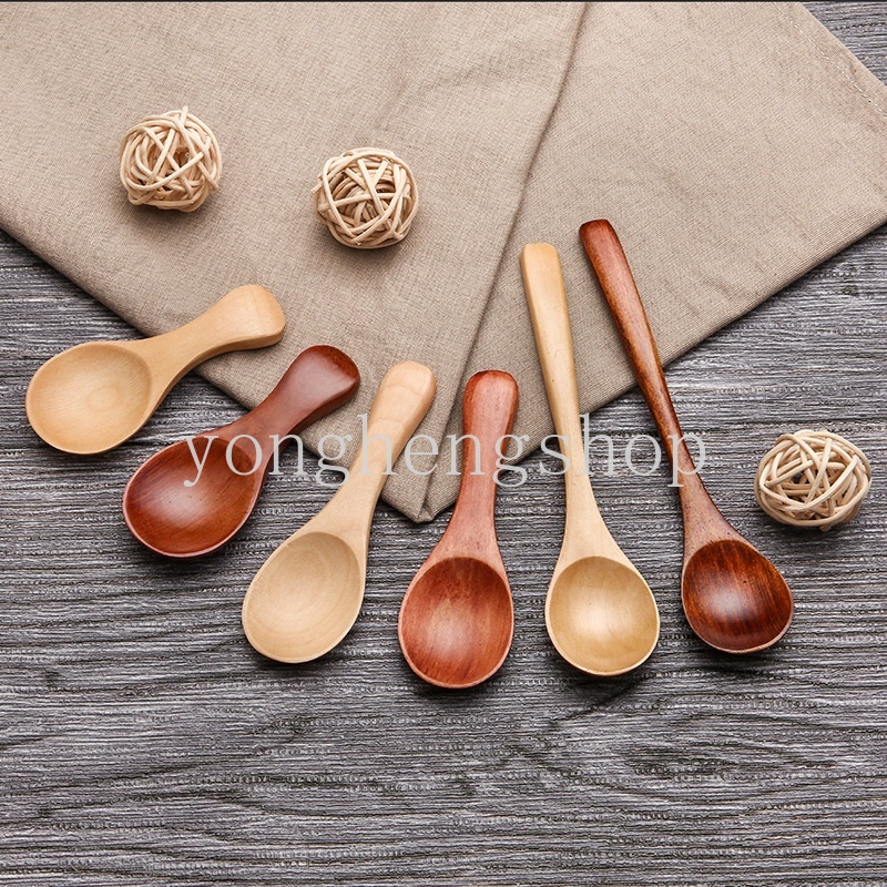 Yonger Wooden Teaspoons Coffee Spoon Tea Spoons Soup Spoon Spoons Dessert Wooden Tableware Wooden Spoons Bamboo Spoons Cooking Utensils for Kitchen 10pcs