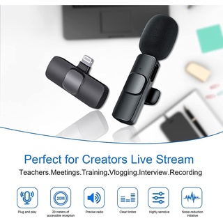 New 2.4GHz lavalier wireless microphone portable mini plug and play, suitable for recording video,  phone, camera, TikTok, YouTube, Facebook live broadcast, high-definition noise reduction 1 second automatic synchronization (no application or Bluetooth）