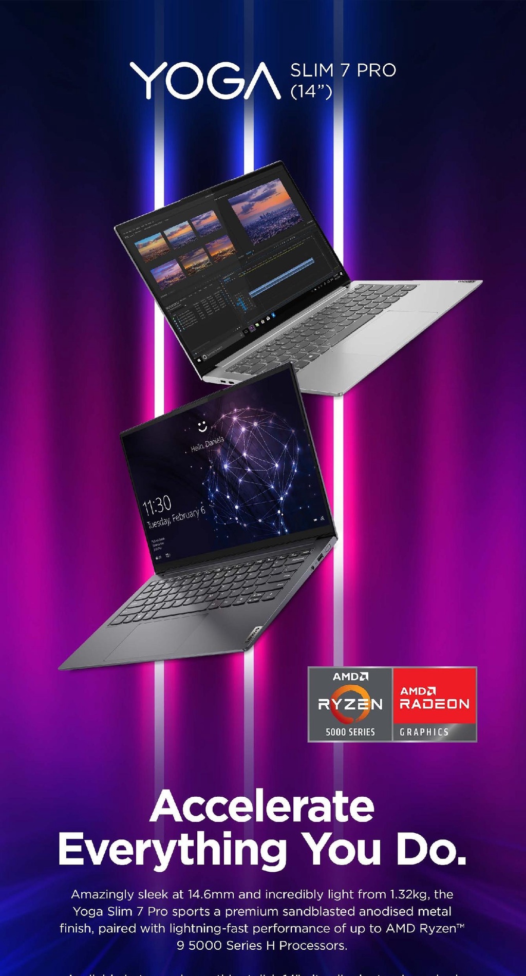 Lenovo Yoga Slim 7 Pro 82MS008MSB 14 2 2K Ryzen 7 5800H 16GB