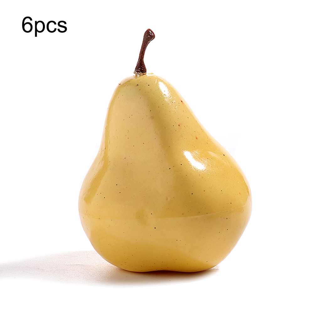 Artificial Decoration Pear Plastic Green Pears Fruits for Home Party Dispaly Decoration Props 6Pcs 