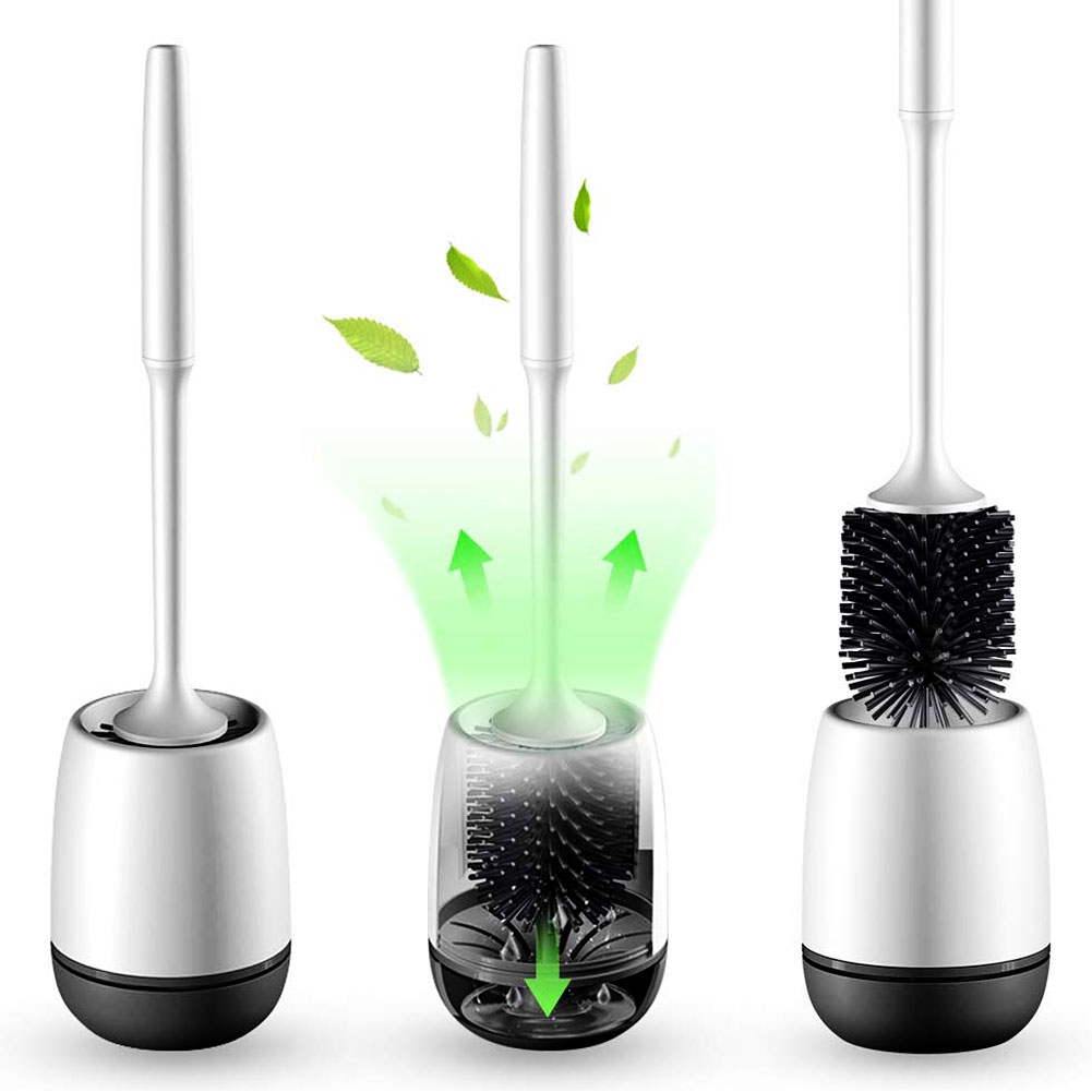 Silicone Toilet Brush With Holder Set Plastic Toilet Bowl Brush Wall