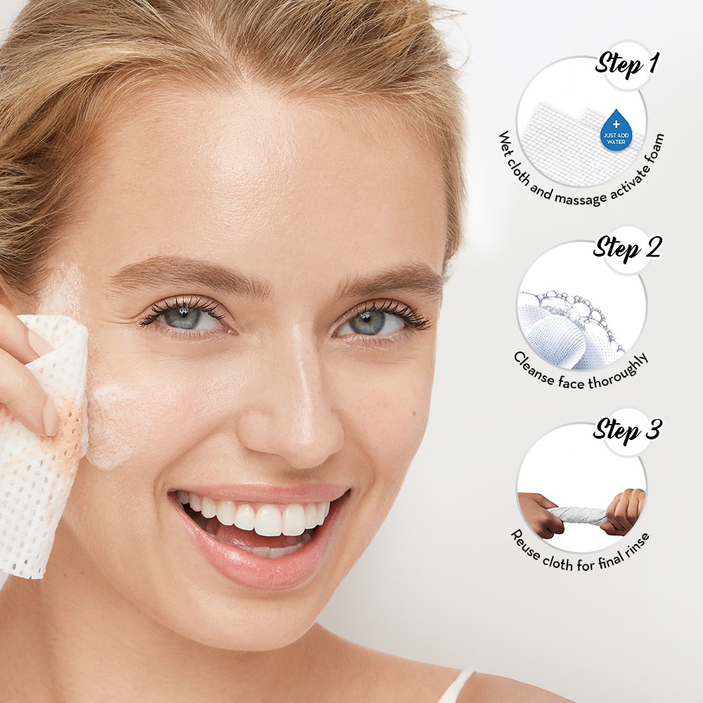 water activated facial cleansing cloths