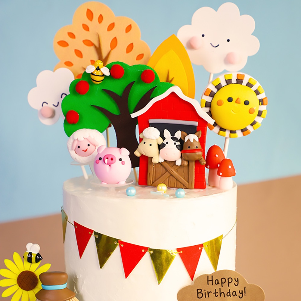 1pc Farm Animal Cake Decorations Topper Farm Animal Birthday Cake 