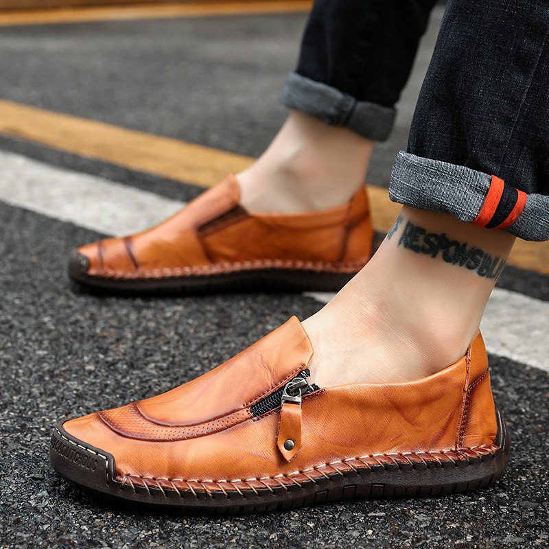brown leather casual shoes