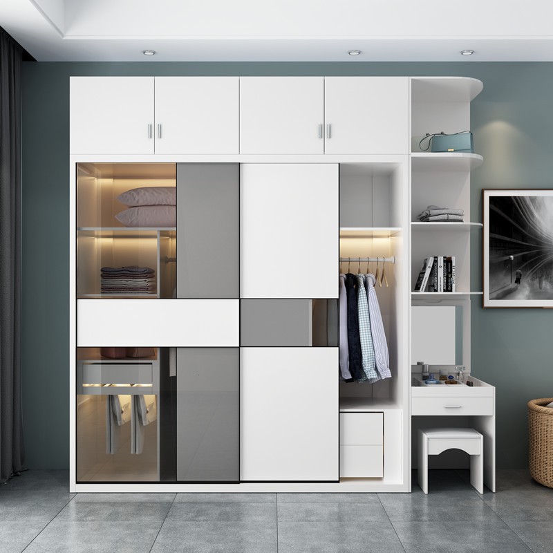 Nordic Sliding Door Wardrobe Modern Simple Solid Wood Assembly Home Bedroom Cabinet Economy Slide Closet Shopee Singapore