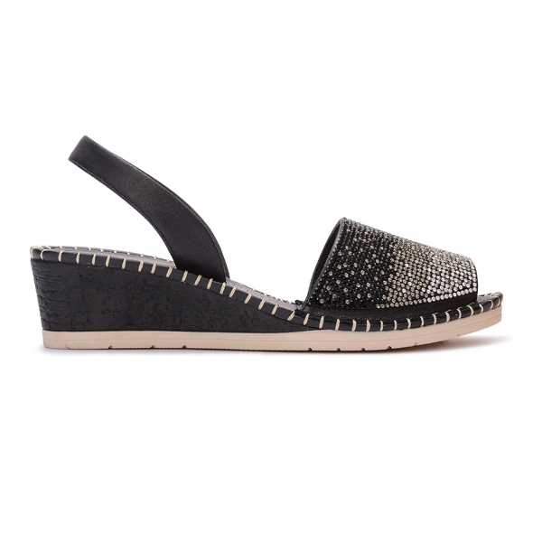 ladies black wedges