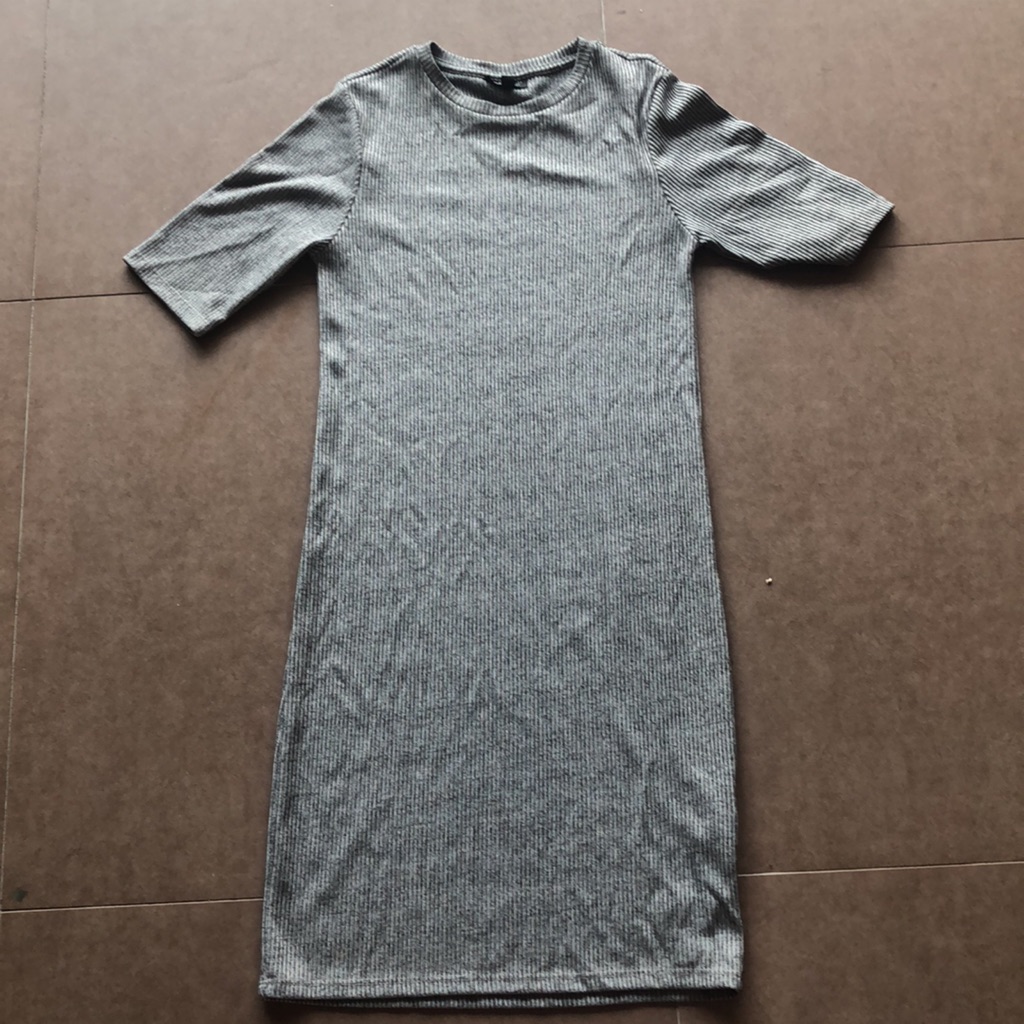 topshop grey ribbed dress