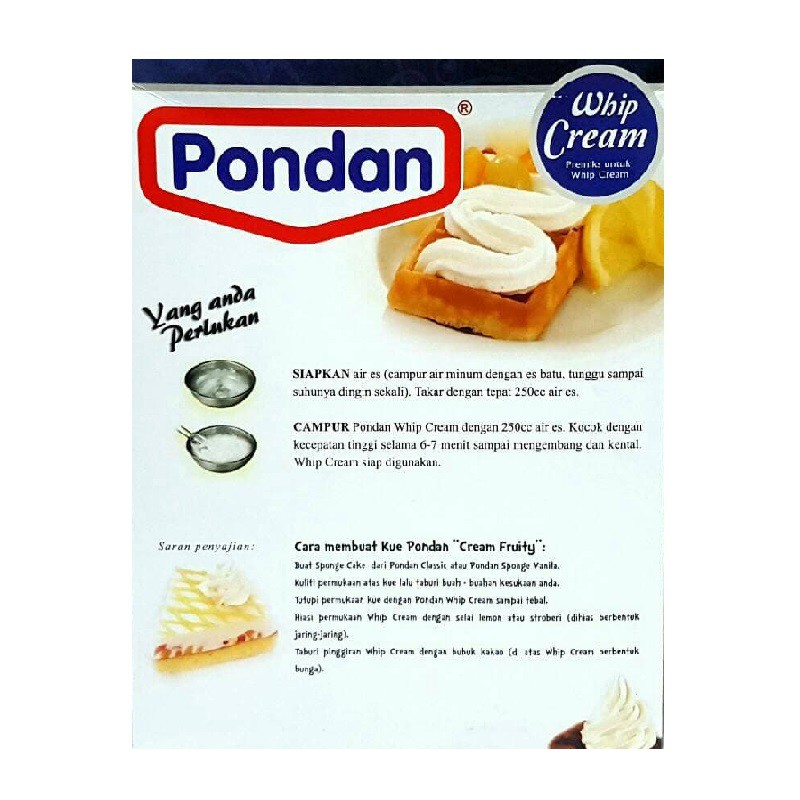 Pondan Whip Cream 150gr Whipping Powder Whipped Powder Cream Suitable Topping Drinking Mui Shopee Singapore