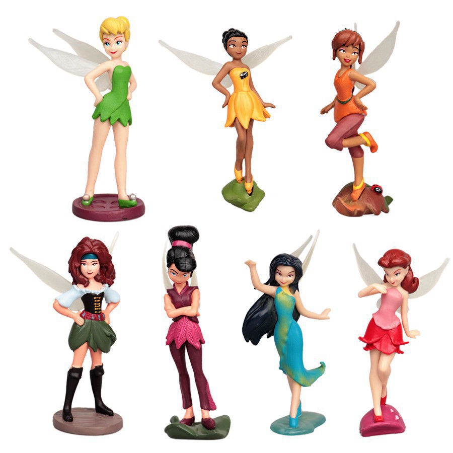 7pcs Tinkerbell PVC Figures Fairy Princess Birthday Cake Toppers Figurine Toys