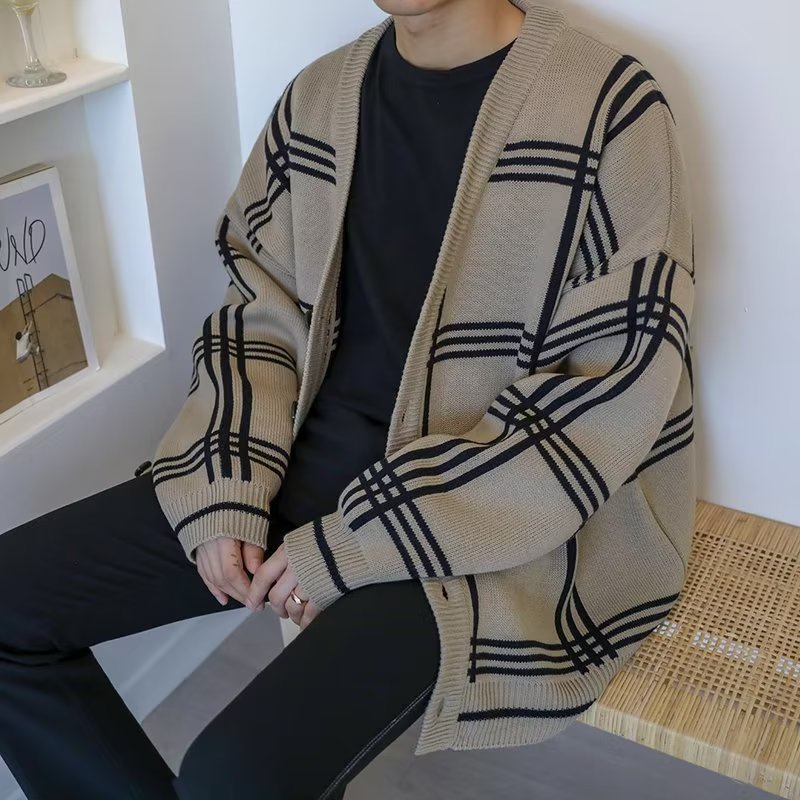 【Spot】✢✇❆ Men's retro ins Hong Kong style winter trend knitted cardigan lazy loose jacket cardigan