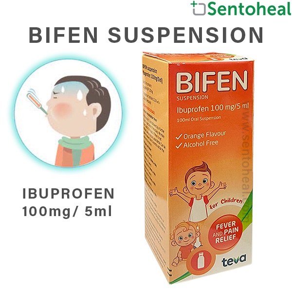 Bifen Suspension 100ml Ibuprofen 100mg/ 5ml Generic Nurofen for