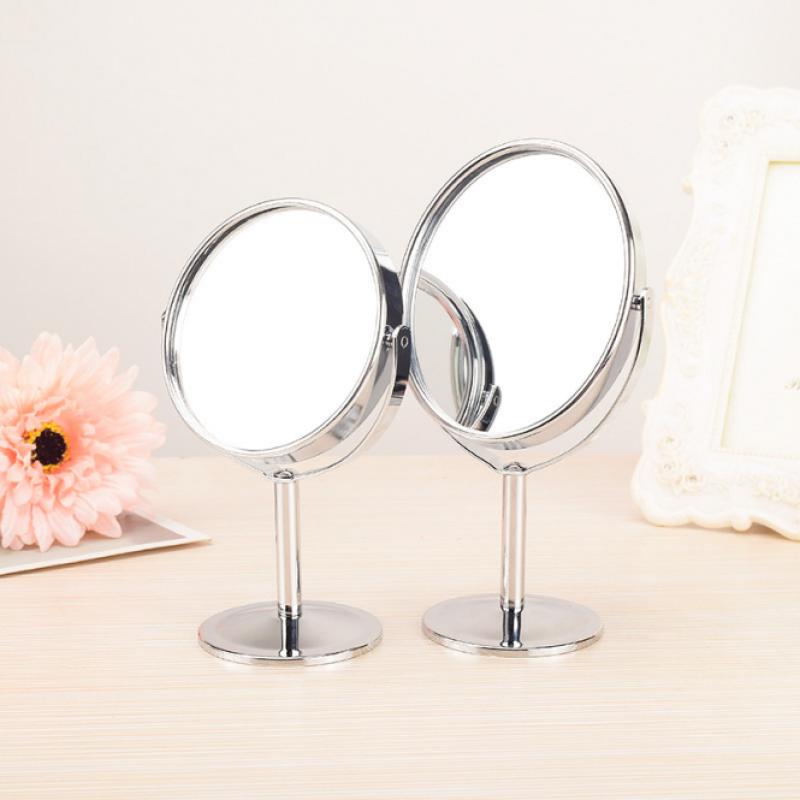 Round Rotary Table Mirror Double Sided Magnifying Equisite Makeup Desk Mirror
