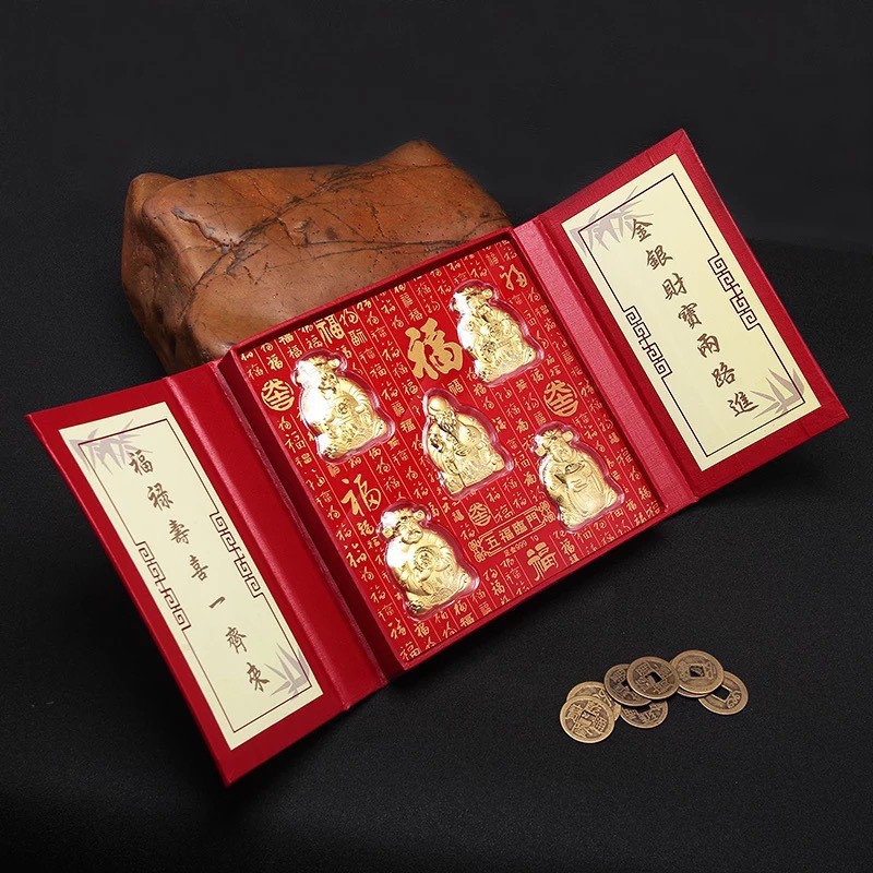 Au999 Gold 福禄寿禧财 5 Fortune God Office Decoration 2020 Cny