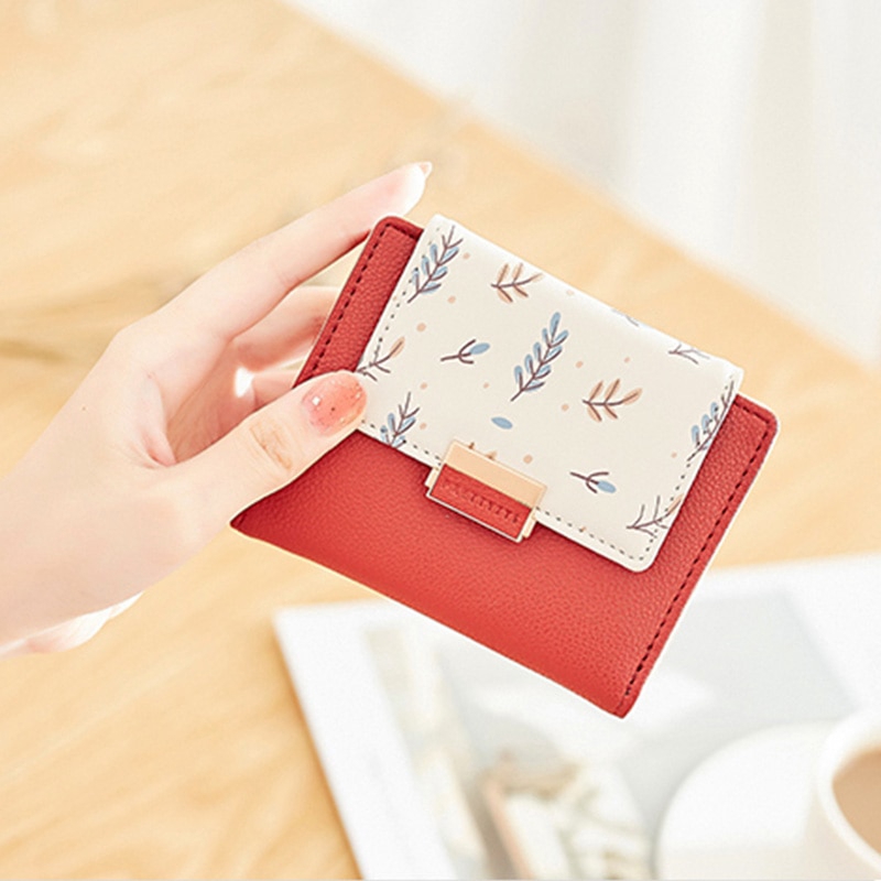 Image of Fashion Women Wallet Small Short Fold Purse Printing Contrast color Female Coin Purse  Pocket #2