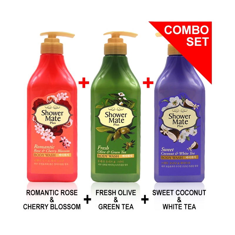 SET] SHOWER MATE BODY WASH 550G (SWEET COCONUT&WHITE TEA + FRESH