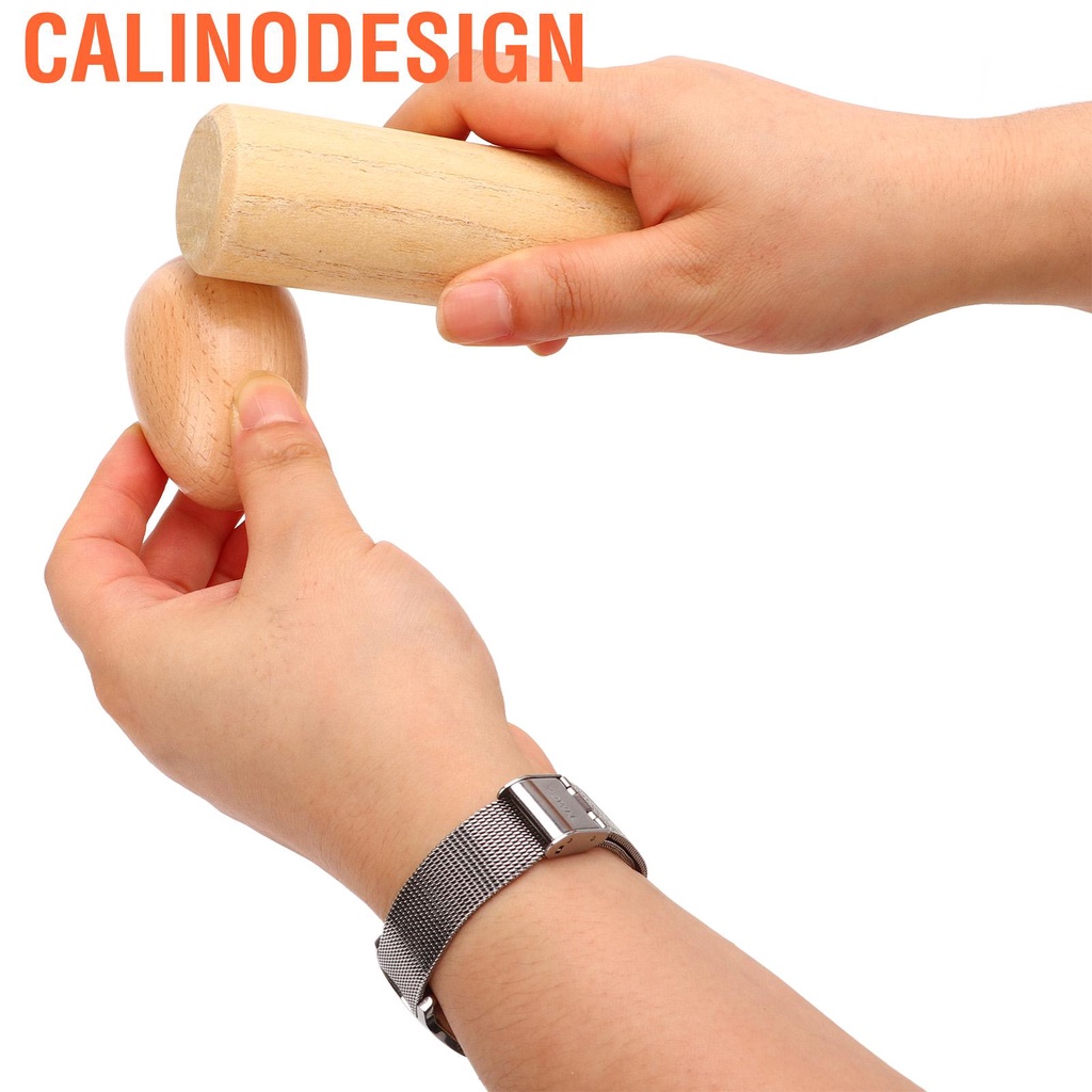 Calinodesign 2PCS Wood Egg Shaker Natural Safe Musical Hand Percussion Instrument Set for Children