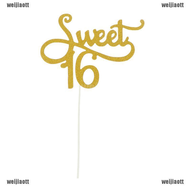 1pc Sweet 16 Gold Cake Topper 16th Birthday Party Themes