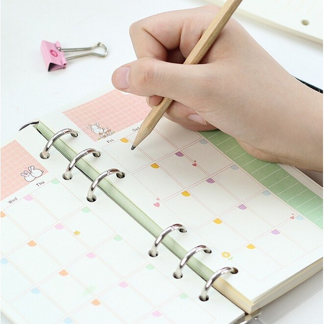 A6 Month Week Ruled Colourful Planner Diary Insert Refill Schedule