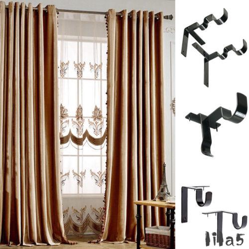 ღ Curtain Rod Brackets Rod Holder Adjustable Mount Wall Bracket