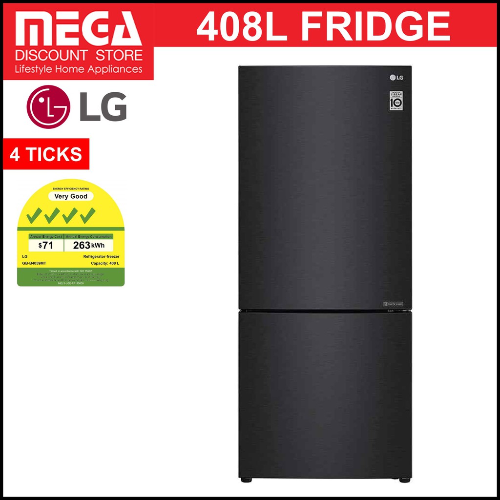 LG GBB4059MT 408L 2Door FRIDGE (4 Ticks) + FREE 50 VOUCHER BY LG