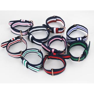 14mm 17mm 18mm 19mm 20mm Width Nylon Watches Band Vacuum Plating Color Not Fade Wristwatch Straps For Women Men Watch Accessories Bands 9 Colors #8