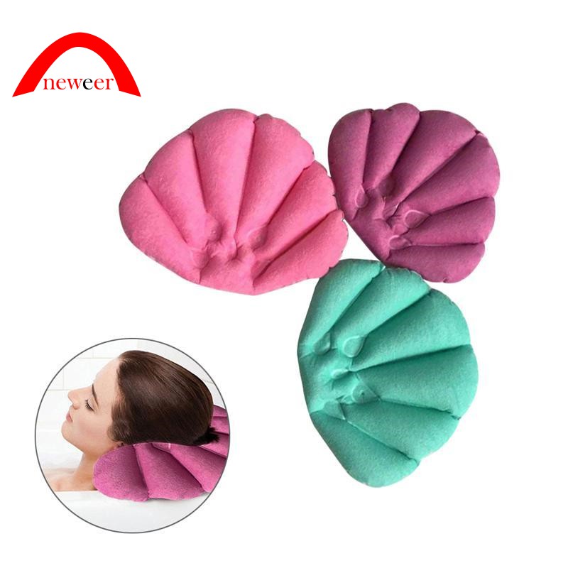 Bath Pillow Inflatable Spa Pillow Soft Back Cushion With Suction