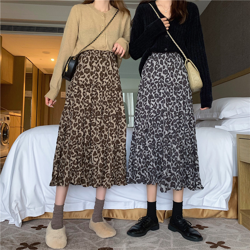 mid length leopard skirts vintage
