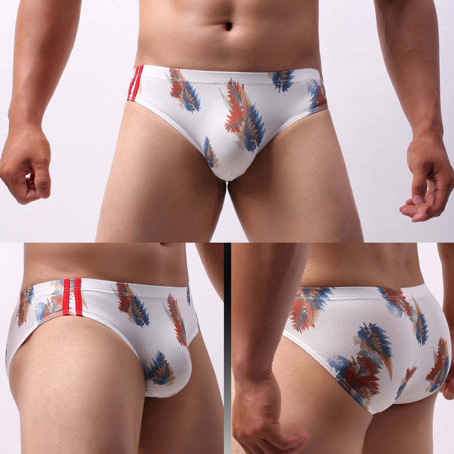Image of Fashion Men's Underwear Breathable Mesh Printed Brief Underpants Briefs #3