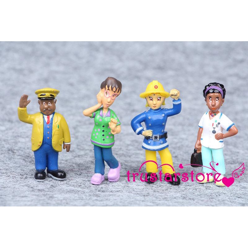 12pcs Fireman Sam Action Figure Cartoon Doll Set Kids Baby Boy Girl Toy Gifts
