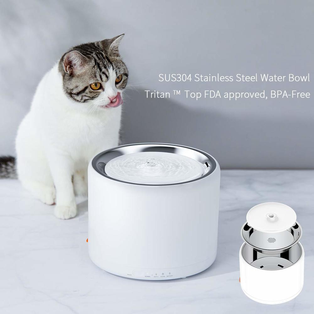 PETKIT 1.35L Smart Pet Water Fountain Stainless Steel LED Light