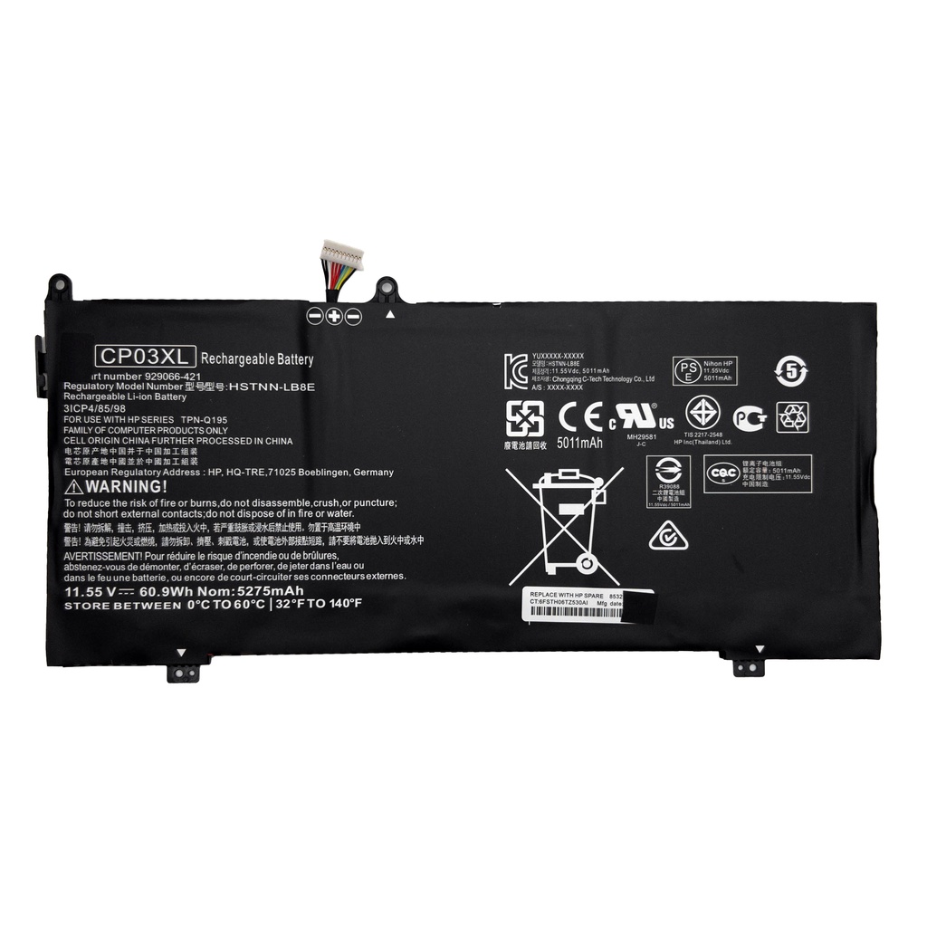 Coque Inférieure HP Spectre 13-AE000NF - Argenté Avec Vis - 3CX33BATP10TEEP