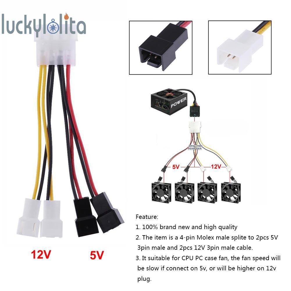 Luckylolita Cable 1pcs Fan Power Cable 4 Pin Molex To 3 Pin Adapter Connector Cable Shopee Singapore