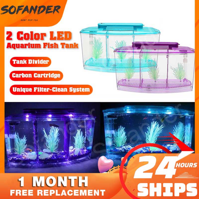 Ready Stock Betta Fish Tank Mini Aquarium Led Lamp Betta Fish Aquarium With Decoration Shopee Singapore