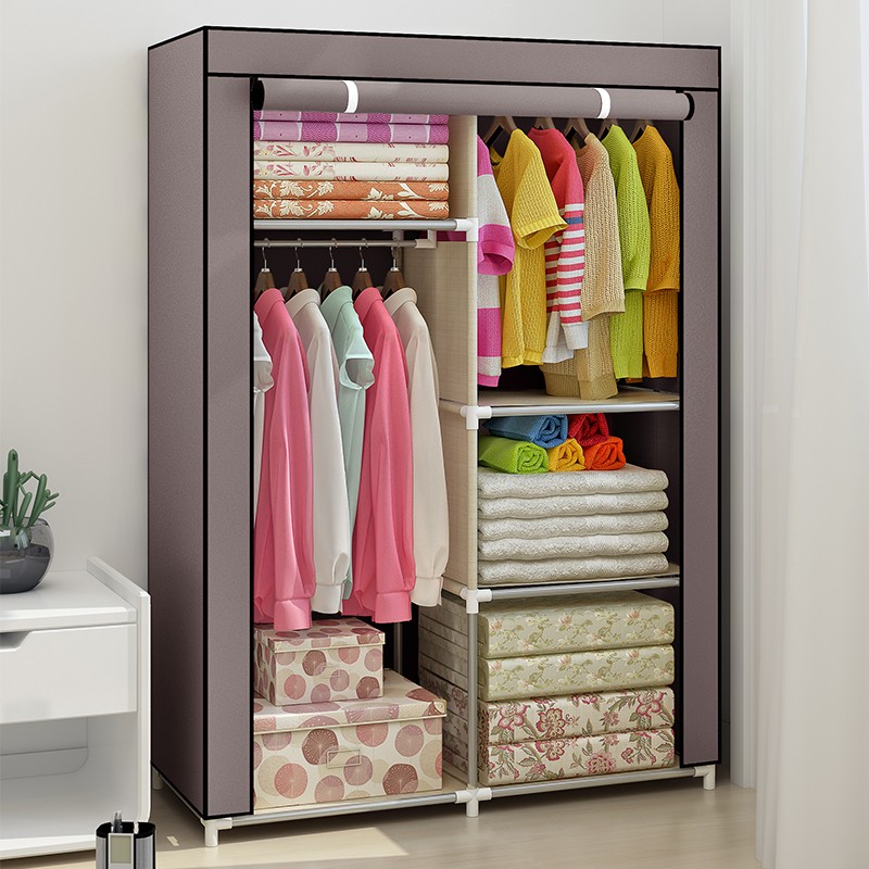 Small cloth wardrobe simple breathable steel tube cloth wardrobe modern