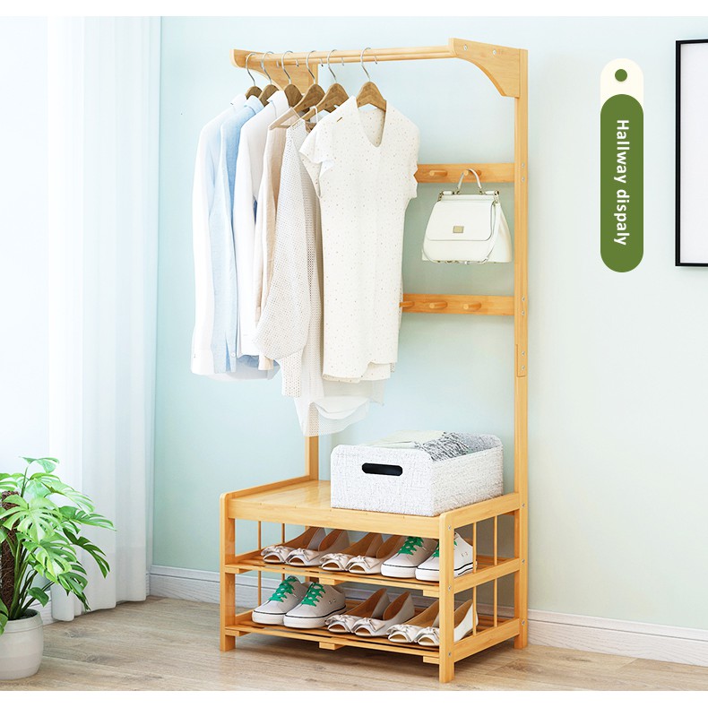Household Coat Rack Hanger Floor Bedroom Simple Living Room Hanger Shoe Bench Shopee Singapore