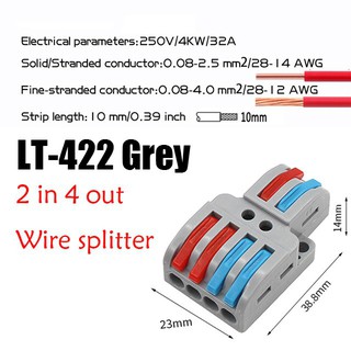 5 Pcs LT-422/623 Wire Connector 2 In 4/6 Out Wire Splitter Terminal Electrico Block Compact Wiring Splicing Conector #5