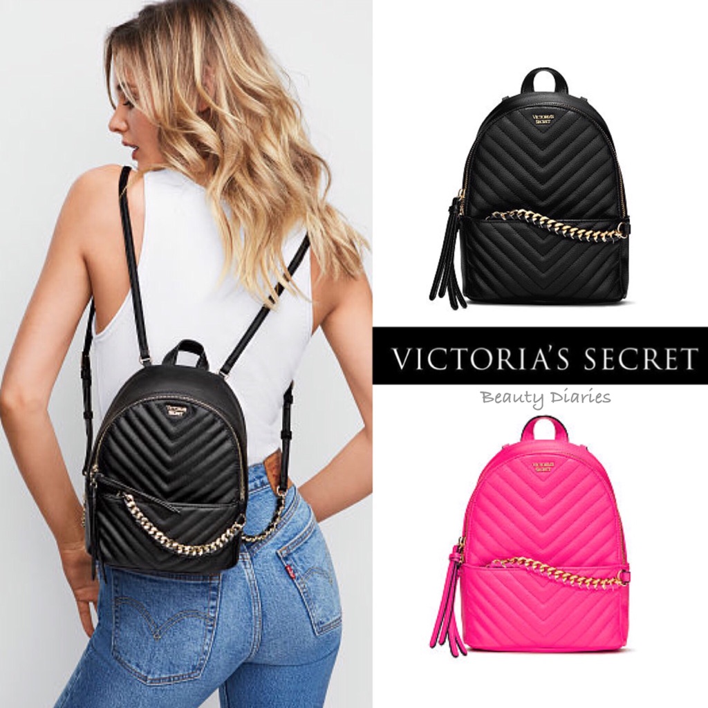 gray victoria secret backpack