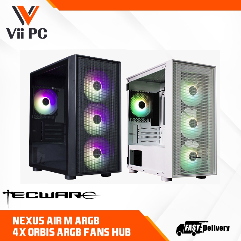 Tecware Nexus AIR M ARGB Micro ATX, 4 x 12cm ARGB ORBIS fan, USB 3.0 ...