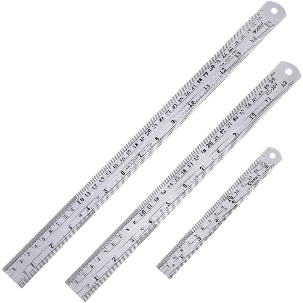 Stainless Steel Metal Ruler Pembaris Besi 20cm 30cm 